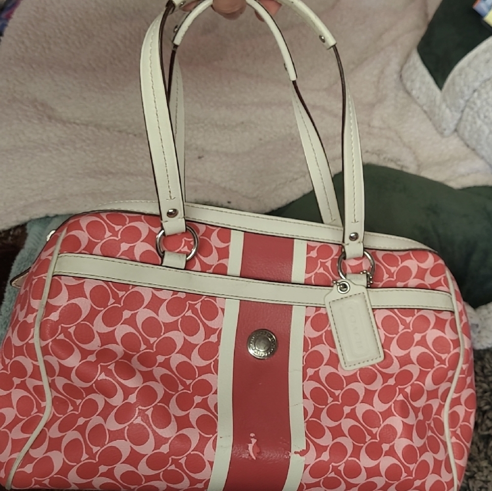 Coach Pink and Cream Tote Bag
